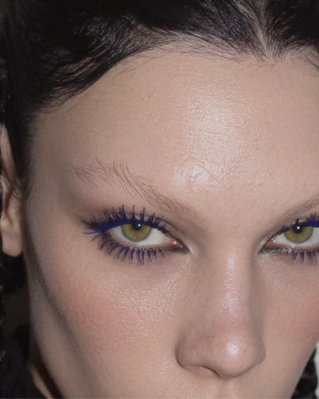 Model with blue lashes