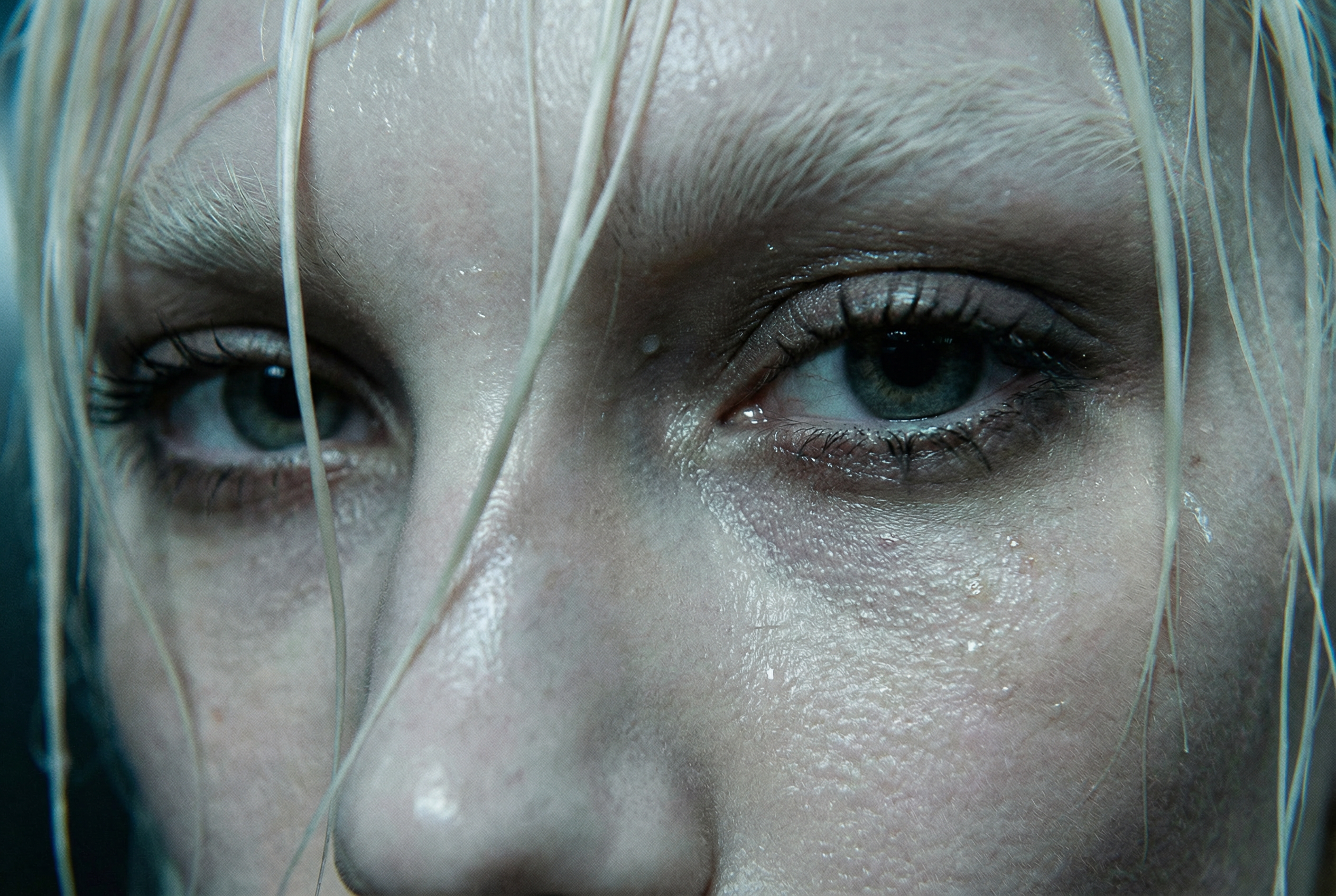AI model extreme close-up eyes